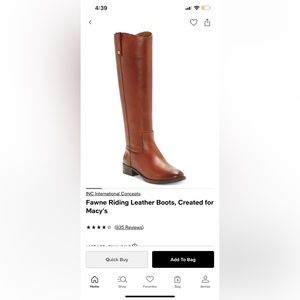 Brand new INC leather riding boot cognac in size 8wide
